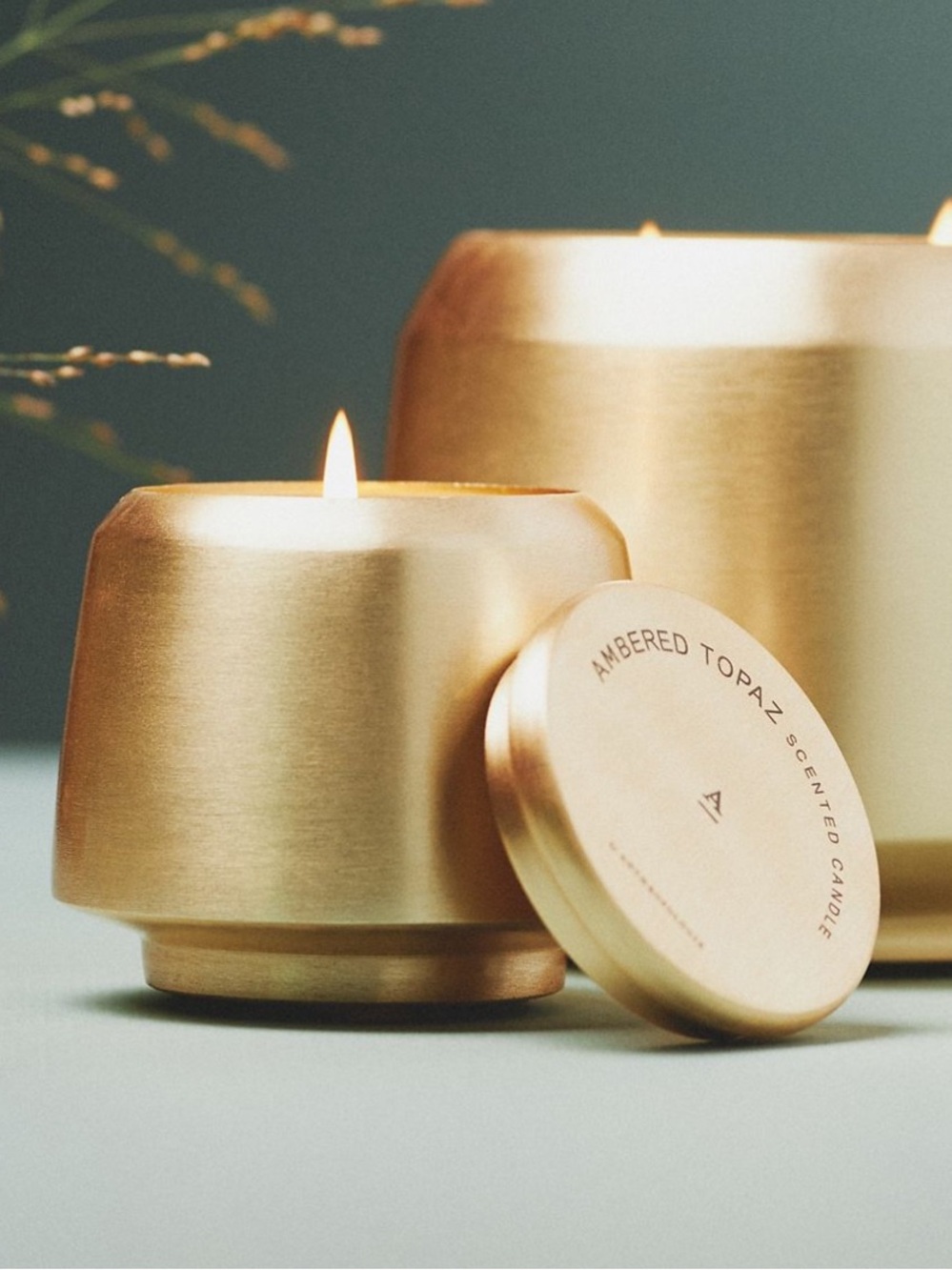 Anthropologie Set of 2 The Gather Candle Ambered Topaz Mini